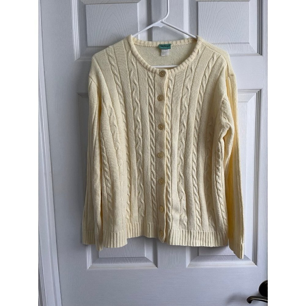 Vintage Yellow Cream Cable Cardigan Sweater
